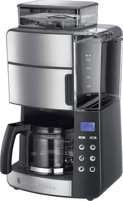 Produktbild von Russell Hobbs Grind and Brew Glass Carafe - Filterkaffeemaschine - 1,25 l - Kaffeebohnen - Eingebautes Mahlwerk - 1000 W - Schwarz - Edelstahl