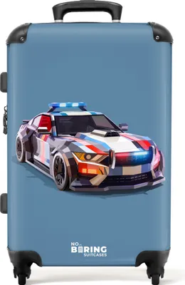 Produktbild von NoBoringSuitcases.com® Großer Koffer - Detailliertes Polizeiauto auf blauem Hintergrund - Kombinationsschloss TSA - Hartschalen Trolley 4 Rollen - 72 liter - Reisekoffer - 66 cmKoffer Mittelgroß 67x43x25 cm, 72L,