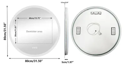 Image de Miroir de salle de bain rond - XM183-B85 - Miroir mural LED - 80 x 80 cm - Bluetooth - Anti-buée - 3 couleurs de lumière - Fonction mémoire - Sans cadre