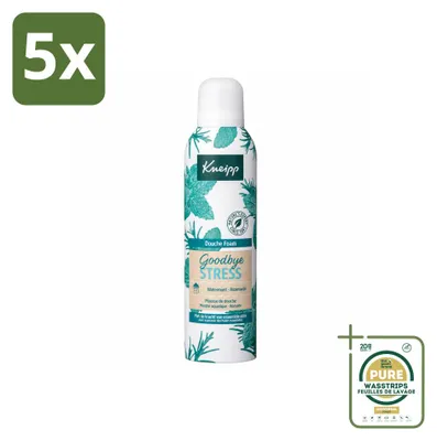 Produktbild von 5 x  Kneipp Duschschaum Goodbye Stress - Wasserminze & Rosmarin - 200 ml - Vorratspackung - 5 Stücke
