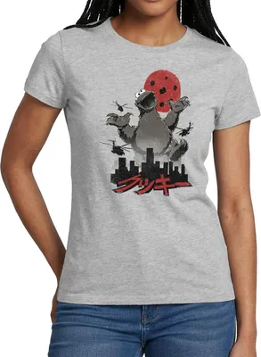 Produktbild von Spreadshirt Sesamstraße Krümelmonster Cookiezilla Frauen T-Shirt, XXL, Grau meliert