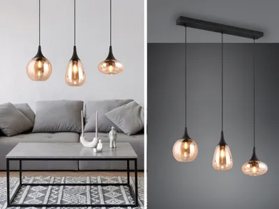 Produktbild von LED Balkenpendelleuchte 3-flammig über Esstischlampe hängend Glas Lampenschirme