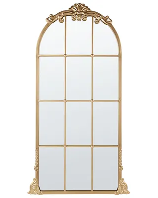 Obrázok produktu pre BELIANI Nástenné zrkadlo zlaté kovové 66 x 124 cm na stenu v tvare okna dekoratívne vintage štýl závesné dekorácie
