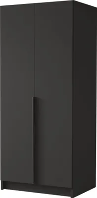 Produktbild von MIRJAN24 Kleiderschrank Bono I, Schlafzimmer, Drehtürenschrank, mit Kleiderstange, Modern, Garderobenschrank, Metallgriffe (Farbe: Schwarz)