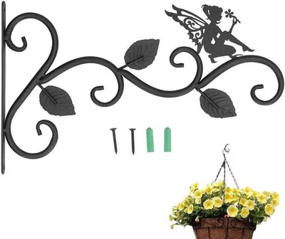 Image de Support suspendu pour plantes d'extérieur, 30 cm, crochet mural, jardinière, métal, pour balcon