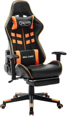 Produktbild von Gaming-Stuhl mit Fußstütze Schwarz und Orange Kunstleder