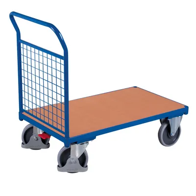 Produktbild von Stirnwandwagen - Drahtgitterwand - Schiebebügel - Traglast 500 kg - Ladefläche 700 x 1.030 mm - enzianblau