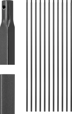 Obrázok produktu pre VEVOR zábradlie na schody, 11 balení, 44-palcové robustné zábradlie na schody z uhlíkovej ocele, kovové zábradlie so štvorcovým vretenom 0,5 palca na vnútorné použitie, duté palubové zábradlie odolné proti korózii s predvŕtanými otvormi, matná čierna farba