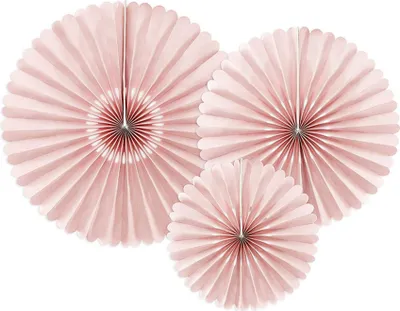 Produktbild von 3 Papierrosetten Puderrosa 26, 34,5 und 43 cm - Einheitsgröße