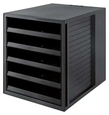 Schubladenbox 5 Schubladen DIN A4 schwarz 33x27,5x32 cm