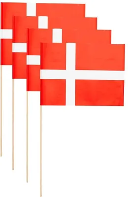 Produktbild von Dänemark 10 Papier Flaggen Fähnchen mit Holzstab 50cm