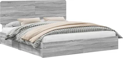Zdjęcie produktu dla vidaXL Łóżko do przechowywania szare Sonoma 180 x 200 cm materiał drewnopochodny