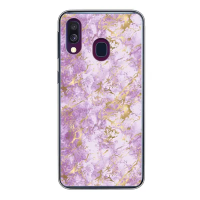 Produktbild von MuchoWow® Handyhülle Schutzhülle Hülle für Samsung Galaxy A40 Gold - Marmor - Muster - Lila Silikon Softcase Handy Hülle - Handy-Tasche