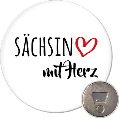 Produktbild von Huuraa Magnet Sächsin mit Herz 59mm Kühlschrankmagnet rund Flaschenöffner Geschenkidee