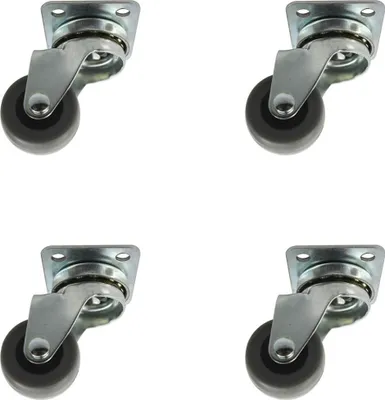 Produktbild von 4er Set Hartgummirollen ø 30mm Möbeltransportrollen mit Anschraubplatte Metall
