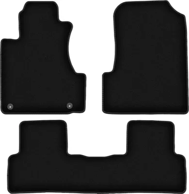 Image de Tapis de sol velours sur-mesure pour Honda CR-V III (2006-2012, SUV) noir, jeu 3 pièces, fixations