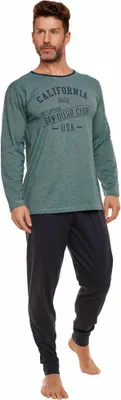 Produktbild von Moonline nightwear  Herren langarm Schlafanzug, XXL, Dunkelblau/Dunkelgrün