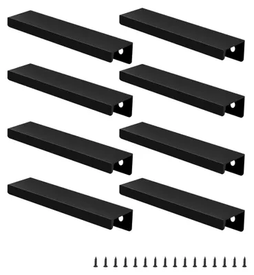 Produktbild von Verdeckte Schrankgriffe Schwarz, 8 Stück, 120 mm Schubladengriffe, Möbelgriffe mit Schrauben, Türgriffe für Schranktüren, Griffleiste für Schränke und Schubladen