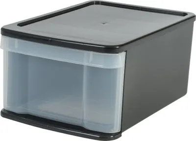Produktbild von IRIS OHYAMA Stapelbare Schublade Gr. M, schwarz-transparent 6176