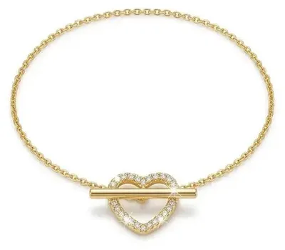 Produktbild von Herz Armband 925 Sterling Silber – Elegantes Gliederarmband mit funkelndem Herz-Knebelverschluss-Element