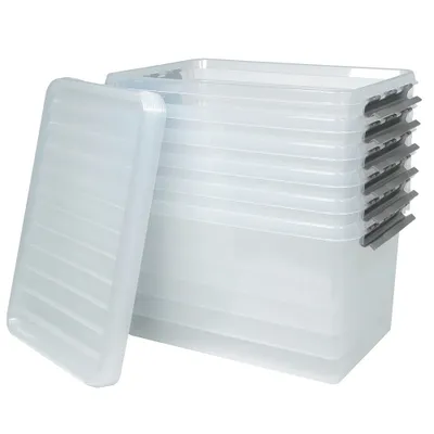 Produktbild von 6x Aufbewahrungsbox mit Deckel, transparent, LxBxH 600 x 400 x 340 mm, 62 Liter Box