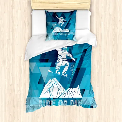 Produktbild von ABAKUHAUS Abenteuer Mantele, Ride or Die Skizze, Milbensicher Allergiker geeignet mit Kissenbezügen, 135 cm x 200 cm - 80 x 80 cm, Violett Blau Weiß