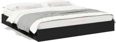 Zdjęcie produktu dla vidaXL Rama łóżka z szufladami czarna 200x200 cm materiał drewnopochodny