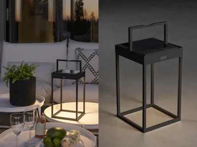 Produktbild von 2er Set Solarleuchten LED, Tischleuchte Balkon Akku USB aufladbar, Höhe 30cm