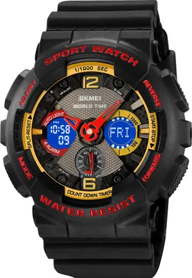 Produktbild von SKMEI Herrenuhr, modische Sport-Armbanduhr, Hintergrundbeleuchtung, 50 m wasserdicht, Weltzeit, Stoppuhr, täglicher Alarm, stündlicher Countdown-Timer, Datums-/Tages-/Wochenanzeige, Sommerzeit