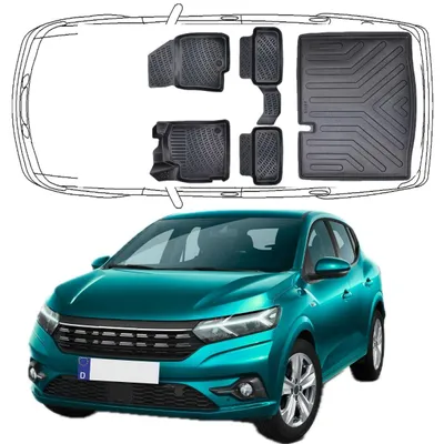 Produktbild von 3D Auto Fußmatten & Kofferraumwanne Set Kompatibel mit Dacia Sandero 3.Gen ab 2021