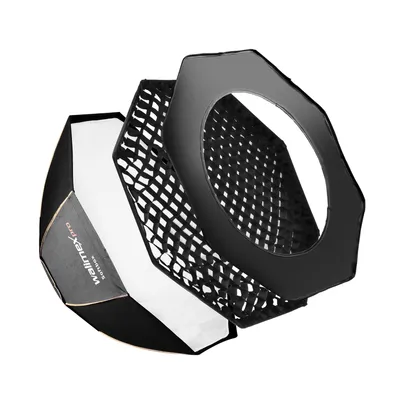 Produktbild von Walimex pro Octagon Softbox Plus Orange Line 60 cm - 450 x 600 x 600 mm - mit golden-silbernem Einsatz - schwarz-weiß - Fotografie Zubehör Studio Outdoor People Porträt