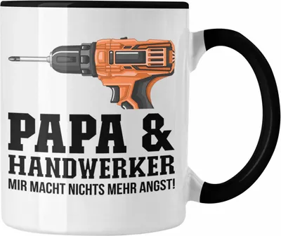 Produktbild von Trendation - Papa und Handwerker Tasse Geschenkidee Vater für Handwerker Geburtstag Vatertag Spruch Geschenkidee (Schwarz)