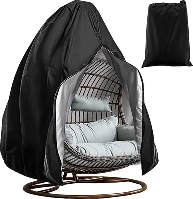 Imagen del producto de Funda protectora para sillones colgantes, fabricada en tela Oxford 210D, impermeable, con cremallera y cordón, para uso en exteriores