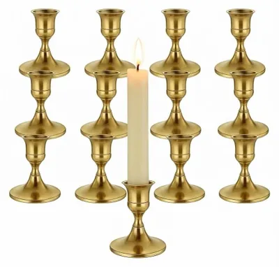 12er-Set Kerzenhalter Gold, 10 cm, für Tischdeko