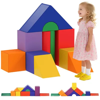 Produktbild von HOMCOM 11-tlg. Softbausteine, Schaumstoffbausteine, Bausteinset, Kunstleder Bunt