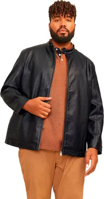Produktbild von Jack & Jones 12264095_2161_XXXL, Motorradjacke, Uni, Erwachsener, Reißverschluss, Polyester, Baumwolle, Viskose, Schwarz