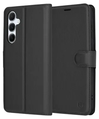 Produktbild von Techsuit Leder Folio Book Wallet Klapphülle für Samsung Galaxy A55 - Schwarz