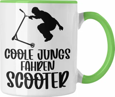 Produktbild von Trendation - Scooter Roller Fahrer Geschenk Tasse Scooterfahrer Geschenkidee Scooting Geschenkidee Jungs Profi Scooterfahrer Pro Grafik Stunts Jungen (Grün)