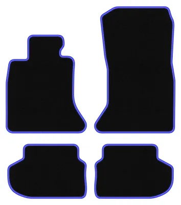 Productafbeelding van Velours automatten voor BMW 5 F11 FL 2013-2017 (stationwagen) – 4-delig, zwart/blauw, op maat – Wielganizator CARLUX