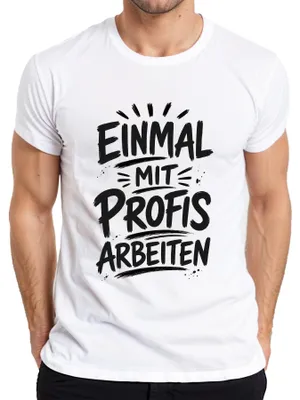 Productafbeelding van Een keer met professionals samenwerken. Grappig kantoorwerk. Statement. Sarcasme. Heren T-shirt, wit, maat XL