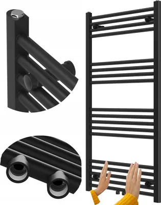 Zdjęcie produktu dla Grzejnik łazienkowy Granitan | Raven - 120x60 cm - Czarny - Nowoczesny design - Funkcjonalność i elegancja