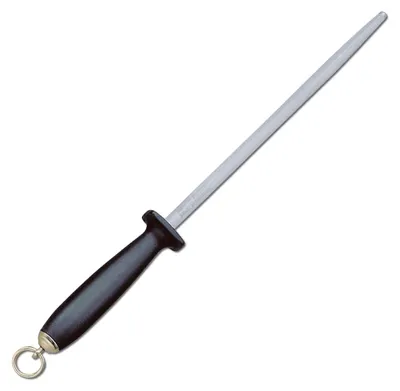 Wetzstahl rund, 20 cm Klingenlänge, 65° HRC, grau