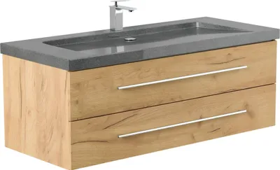 Produktbild von Badmöbel Granit G654 Damo 130 cm 1 Hahnloch SoftClose eiche gold : Eiche Gold Varianten: Eiche Gold