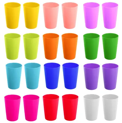 Immagine prodotto di Bicchieri di plastica colorati, capacità 260 ml, confezione da 24 pezzi, infrangibili, adatti a bambini e per l'uso all'aperto