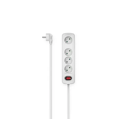 Zdjęcie produktu dla Hama 00223051, 1,5 m, Wewnętrzna, Typu F, Pleciony, Biały, 4 x gniazdo sieciowe