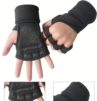 Produktbild von Fitnesshandschuhe mit integriertem Handgelenkschutz und rutschfesten Silikonhandflächen für Workouts, atmungsaktive Handschuhe zum Gewichtheben
