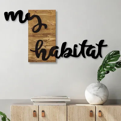 Immagine prodotto di Wallity, My- SKL2199, colore noce,Nero, Altre decorazioni per la casa, 117 x 3 x 58 cm, 100% metallo (spessore: 1