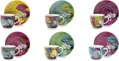 Productafbeelding van Excelsa set van 6 espressotassen met schoteltjes, "Rhapsody" porselein, 7 cl, kleurrijk