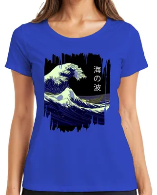 Obrázek produktu pro 海の波 Hokusai Big Wave Japonsko Ukiyoe Sea Ocean Vintage Retro dámské tričko, modrá, 3XL