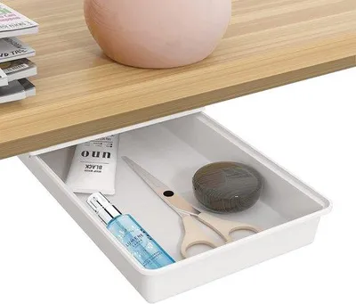 Zdjęcie produktu dla Szuflada pod biurkiem, samoprzylepny organizer, pudełko, szuflada, biurko, szuflada, szafka podbiurkowa, do zawieszenia, organizer do szuflad biurowych, ukryty, dom, szkoła (S)